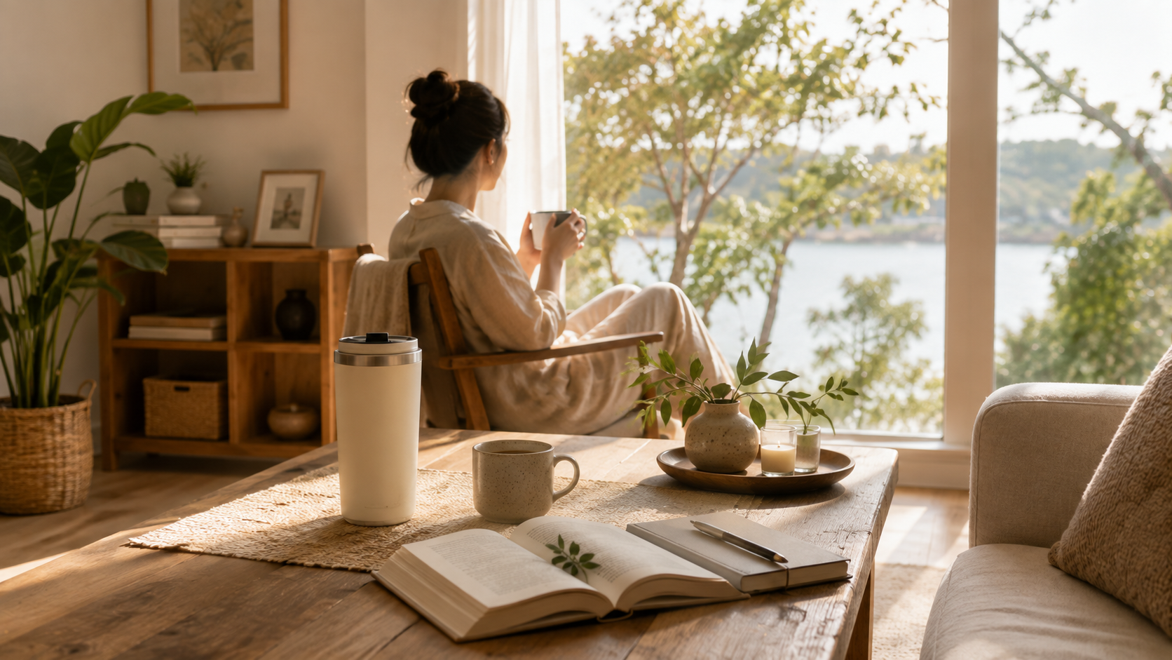 A calm and intentional lifestyle featuring a minimalist home, natural light, everyday essentials, and a peaceful morning routine that reflects simple living and everyday luxury