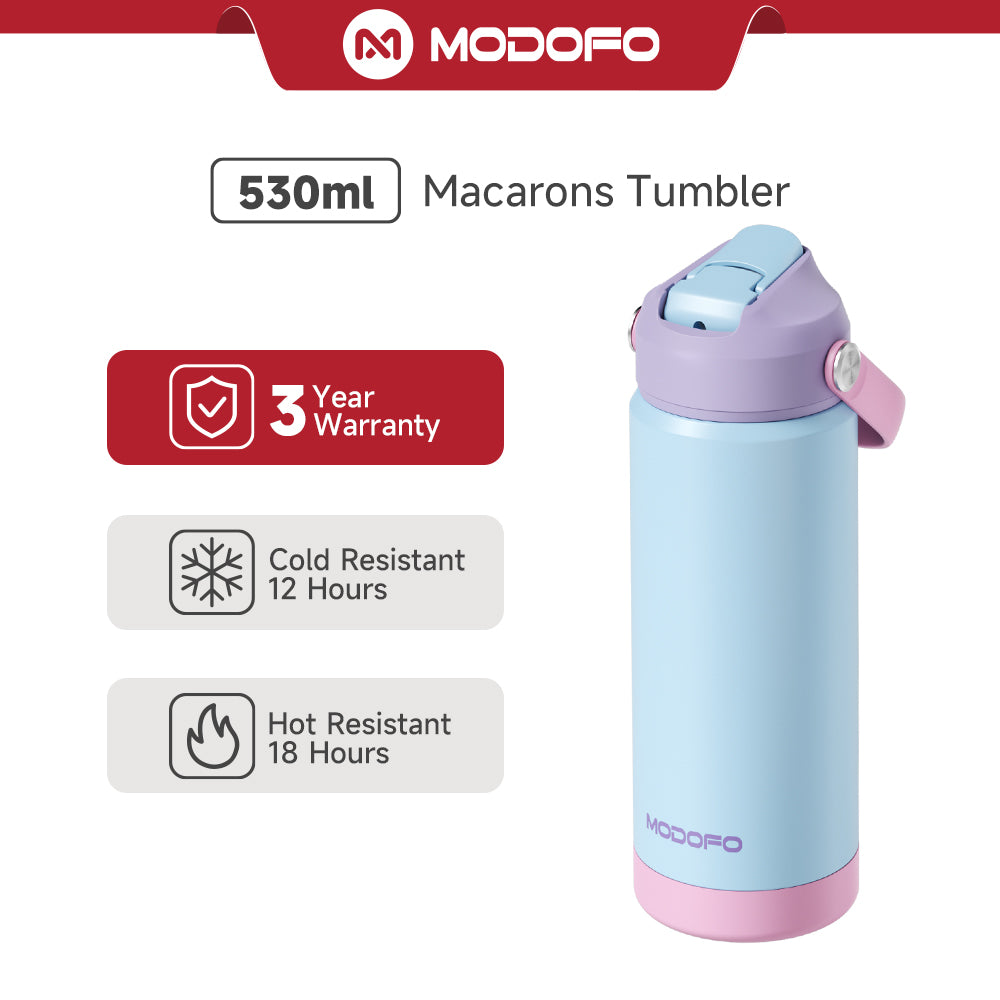 MODOFO Tumbler 18 oz Portable Stainless Steel Colorful Print Water Bottle with Straw