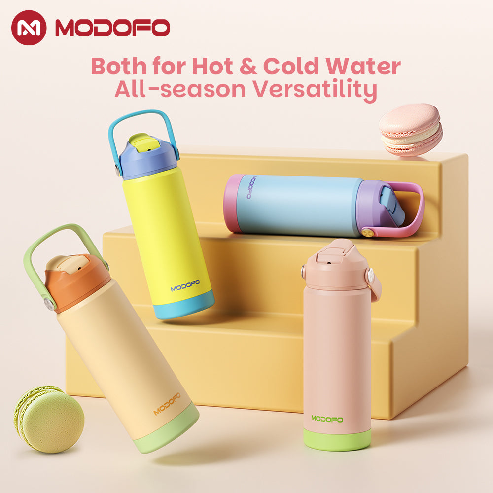 MODOFO Tumbler 18 oz Portable Stainless Steel Colorful Print Water Bottle with Straw