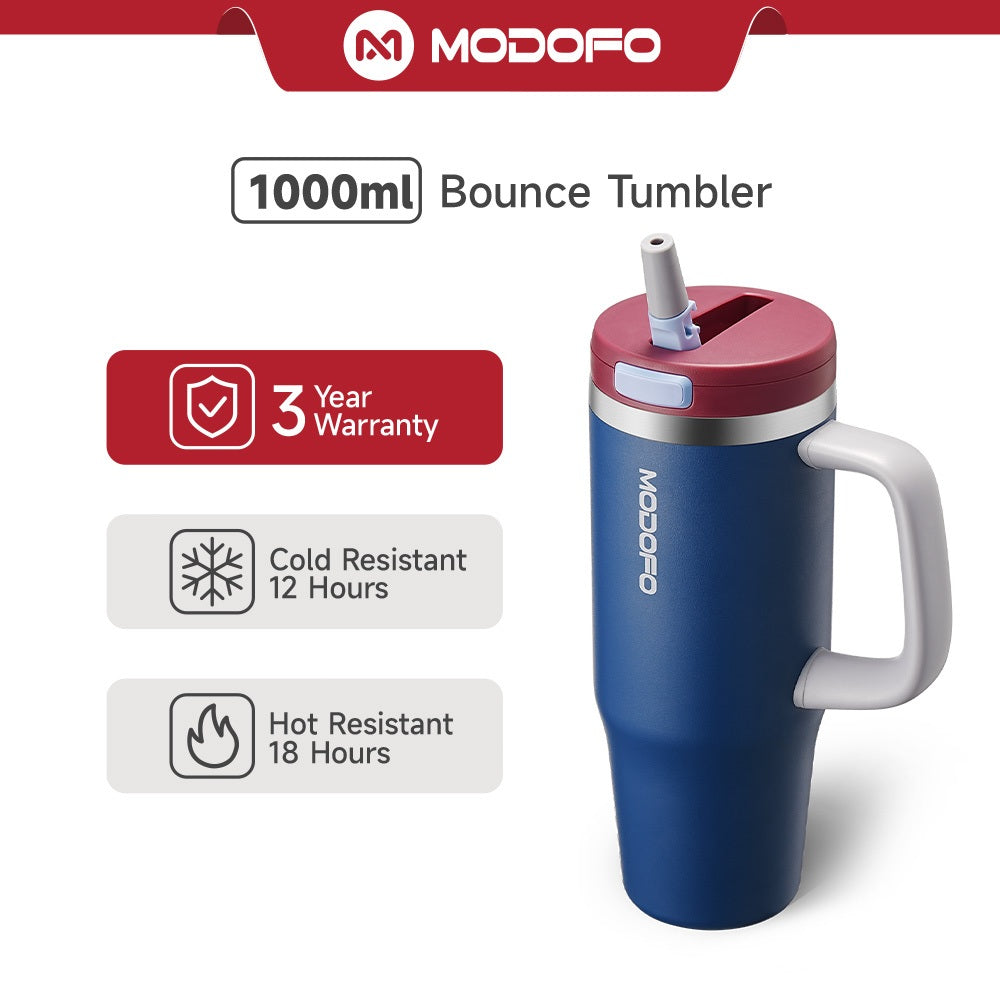 MODOFO 32oz pop-up bottle with straw, beautiful and cold-resistant stainless steel thermos