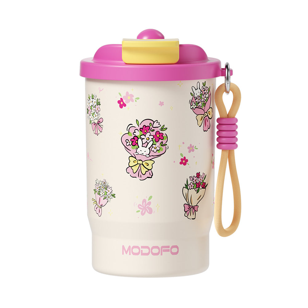 Pink Bunny Bouquet — MODOFO Coffee Cup 500ml Bloom Joy Series Thermos