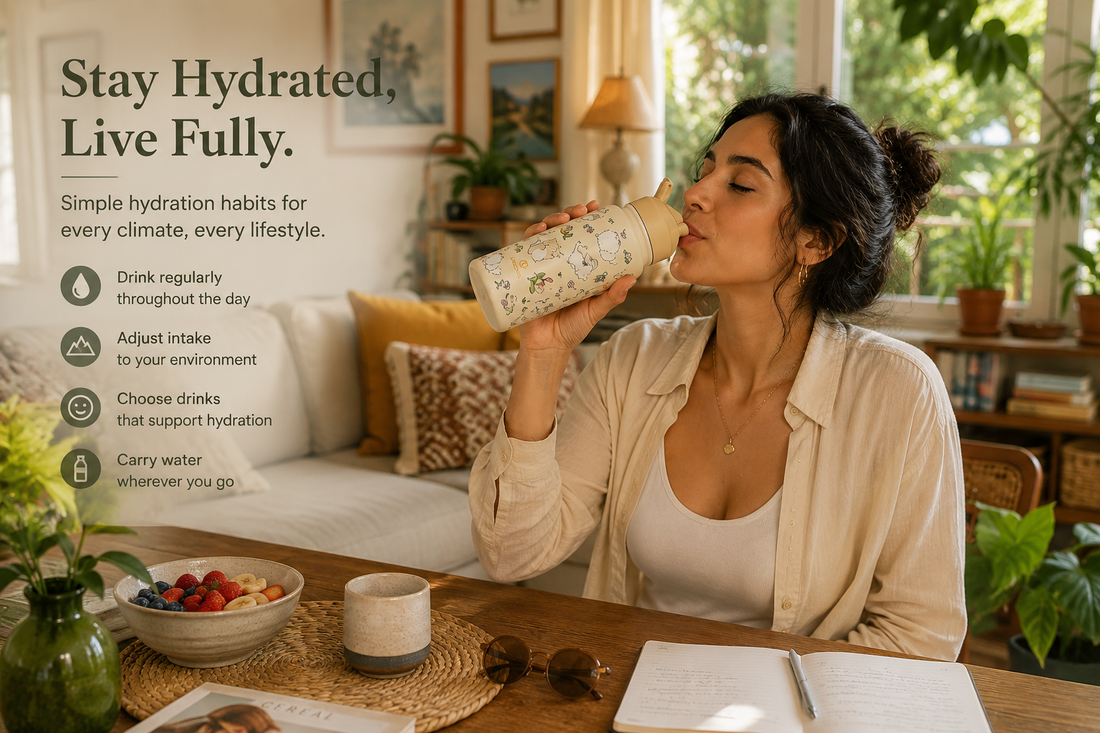 Traveler enjoying clean drinking water while exploring different South American environments including tropical rainforest, mountain landscapes, coastal cities, and urban areas