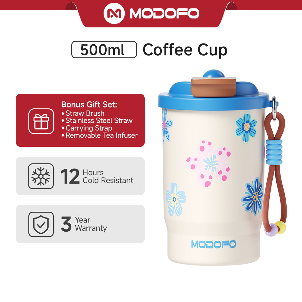 Pink Bunny Bouquet — MODOFO Coffee Cup 500ml Bloom Joy Series Thermos