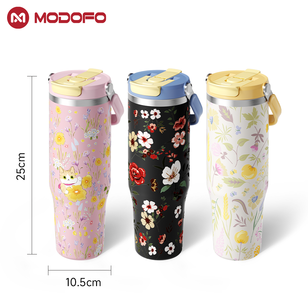 MODOFO 40oz Insulated Cup with Straw for Cooling and Insulation