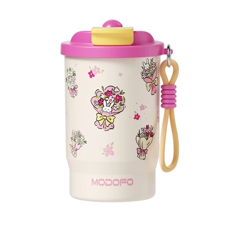 Pink Bunny Bouquet — MODOFO Coffee Cup 500ml Bloom Joy Series Thermos