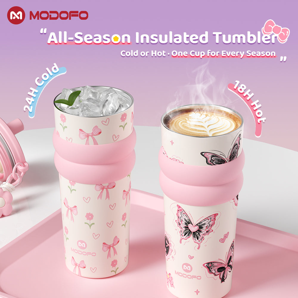 MODOFO 710ml Vacuum Insulated Tumbler with Tea Strainer | 316 Stainless Steel | Hot & Cold Thermal Bottle