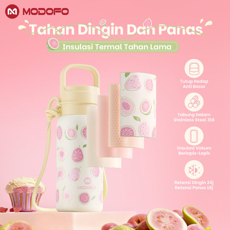 MODOFO 500 ml Insulated Tumbler with Strap – Carry Berry  | Compact Stainless Steel Bottle