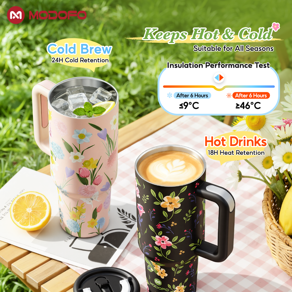 Tumbler Berinsulasi MODOFO 40 oz dengan Sedotan | Botol Stainless Steel Kapasitas Besar 1200 ml