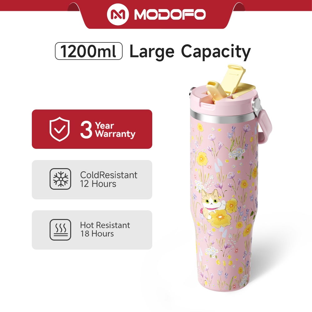 MODOFO 40oz Insulated Cup with Straw for Cooling and Insulation