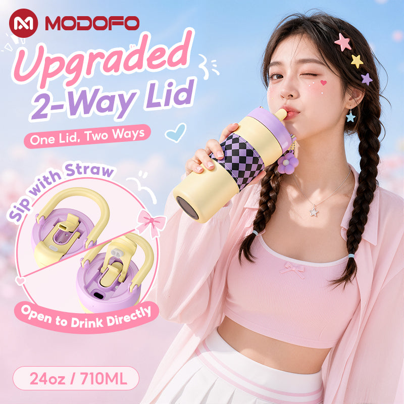 MODOFO Tumbler 24oz/710ml Tumbler Tahan Sejuk Straw 316 Stainless Steel Water Bottle