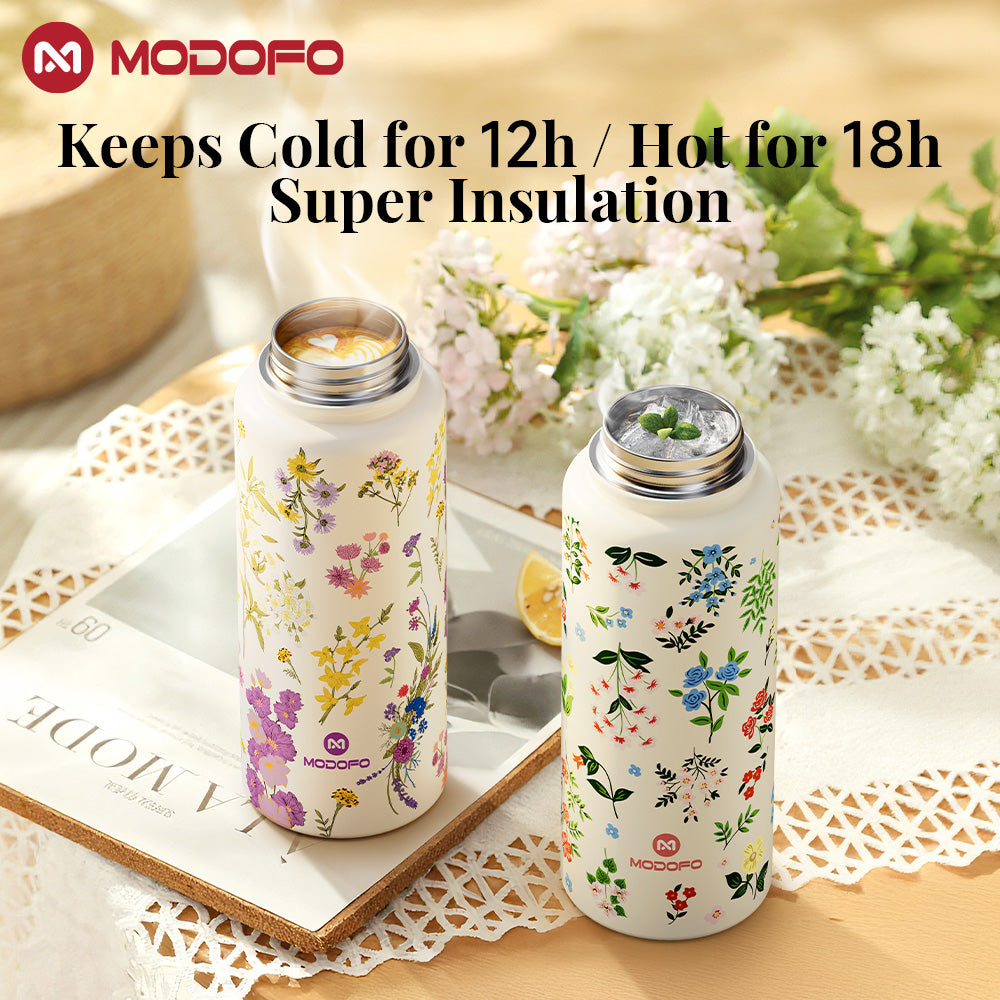MODOFO 1000ml Insulated Thermos Bottle with Straw — Everyday Large-Capacity Hydration