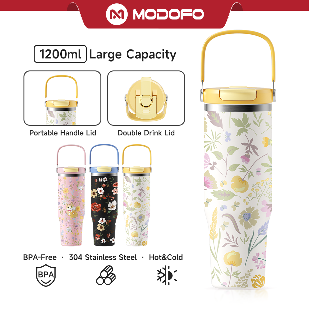 MODOFO 40oz Insulated Cup with Straw for Cooling and Insulation