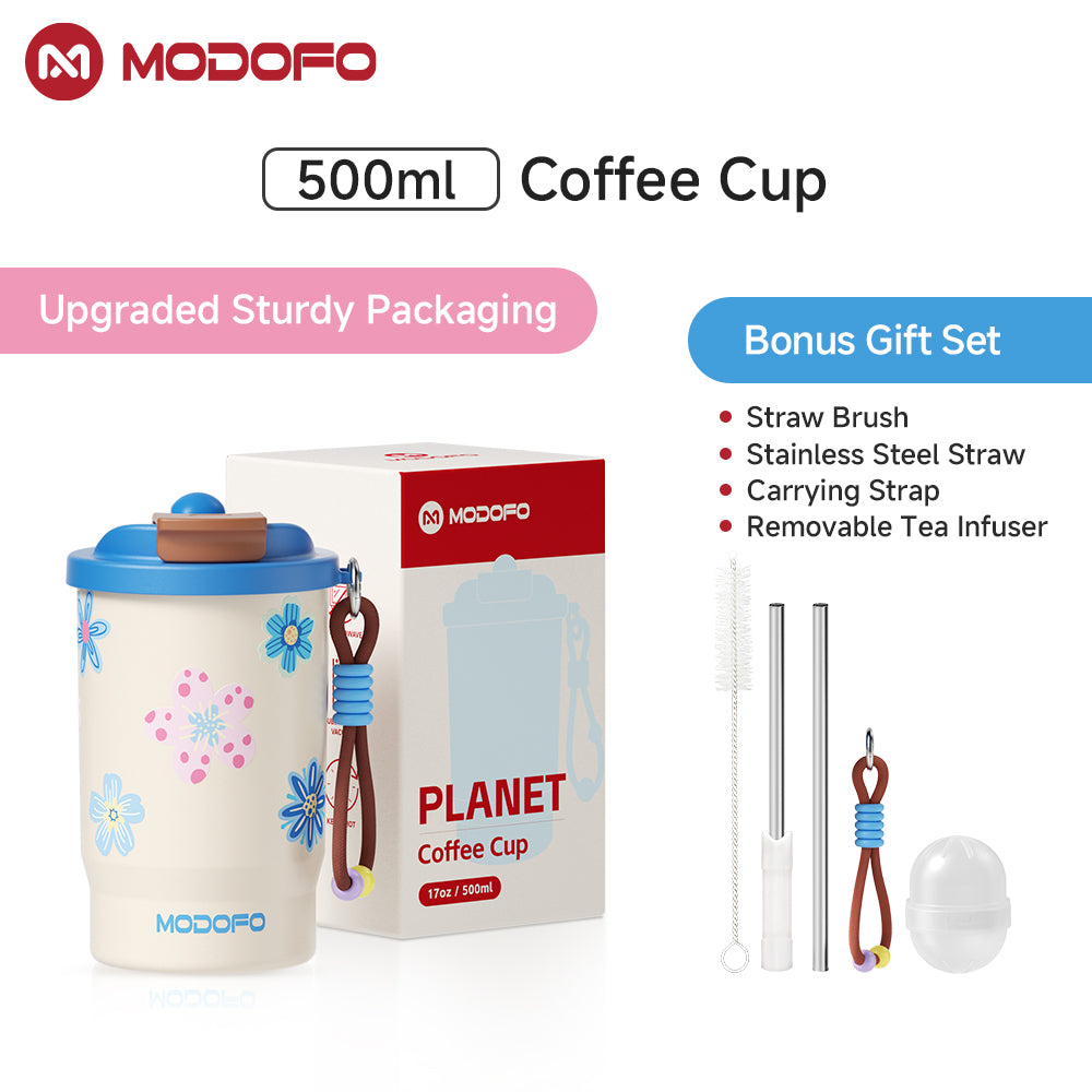 Pink Bunny Bouquet — MODOFO Coffee Cup 500ml Bloom Joy Series Thermos