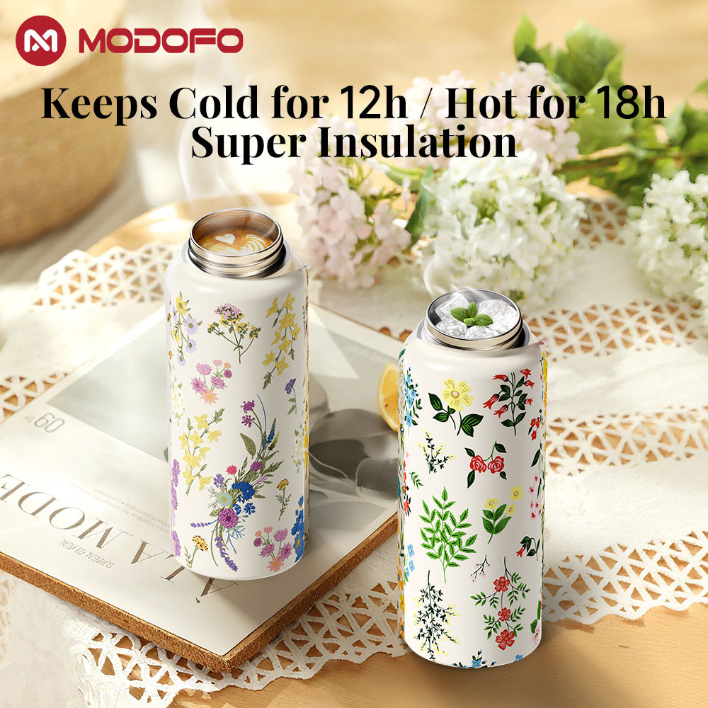MODOFO Flower Elegance Series + Printed Convenient Insulated Water Bottle
