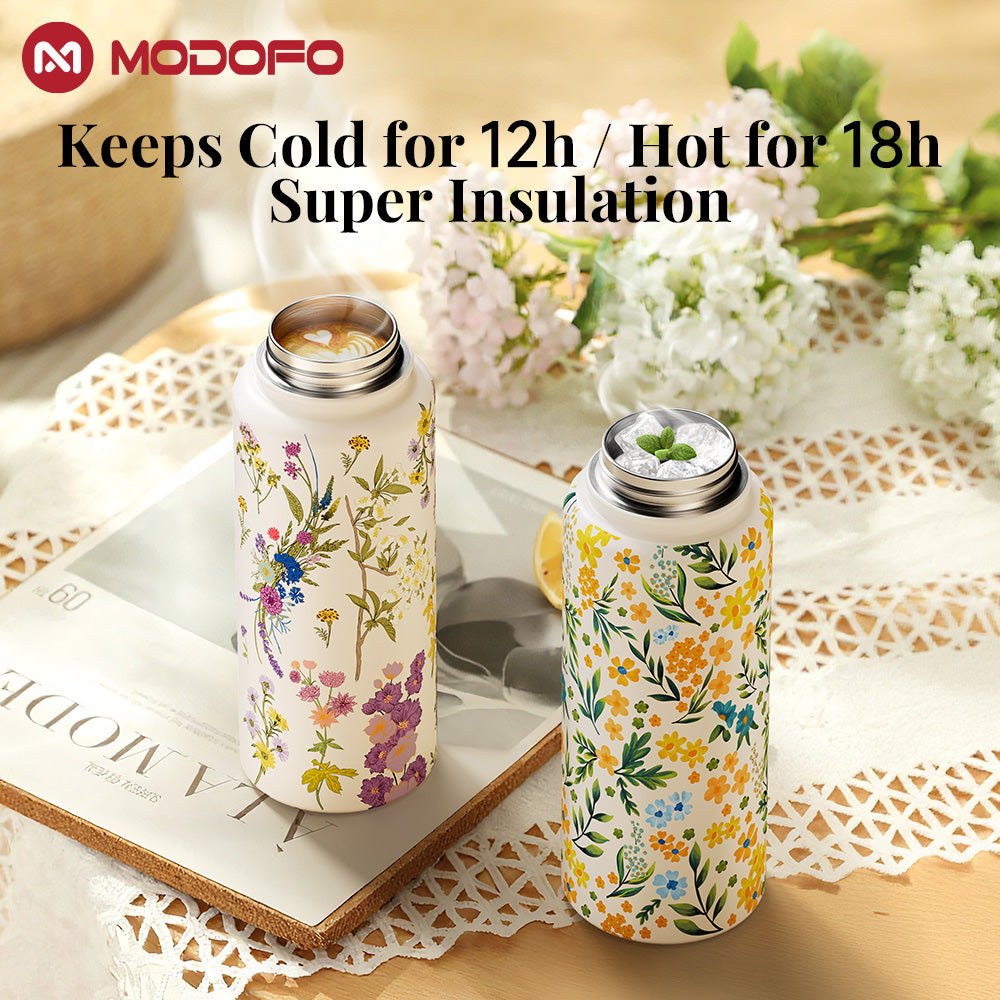 MODOFO Bowknot Print – 1000ml Large Capacity Outdoor Travel Water Bottle