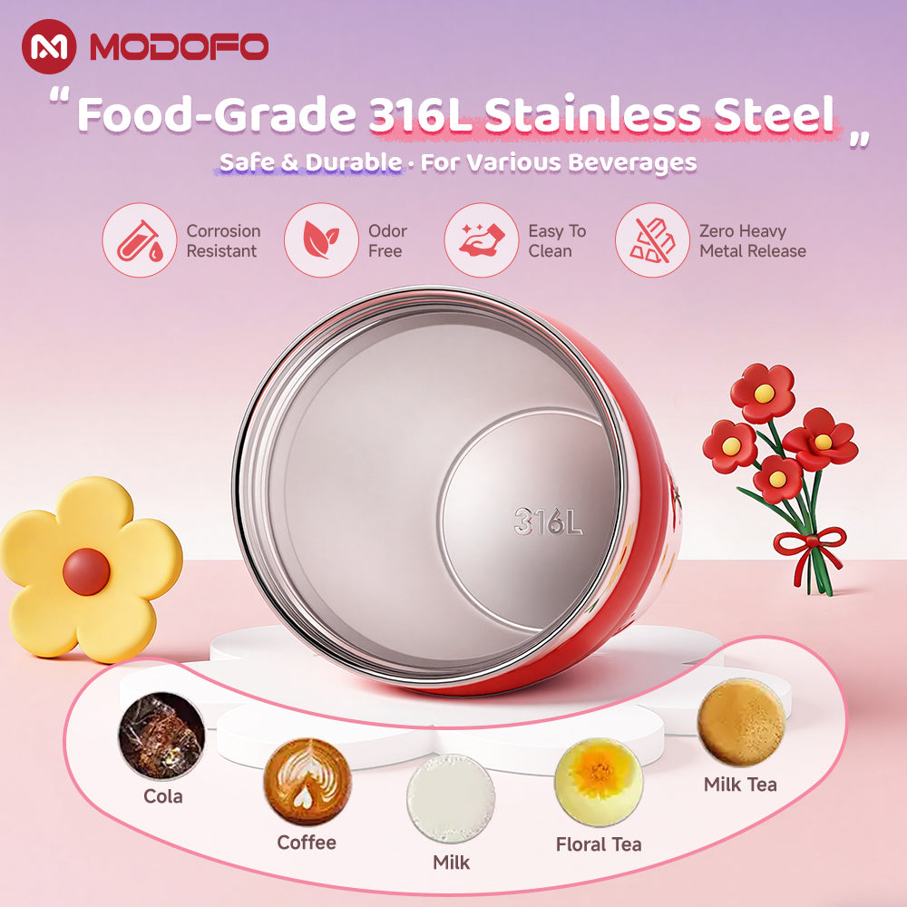 MODOFO 710ml Vacuum Insulated Tumbler with Tea Strainer | 316 Stainless Steel | Hot & Cold Thermal Bottle