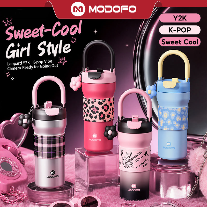 MODOFO Tumbler 24oz/710ml Tumbler Tahan Sejuk Straw 316 Stainless Steel Water Bottle