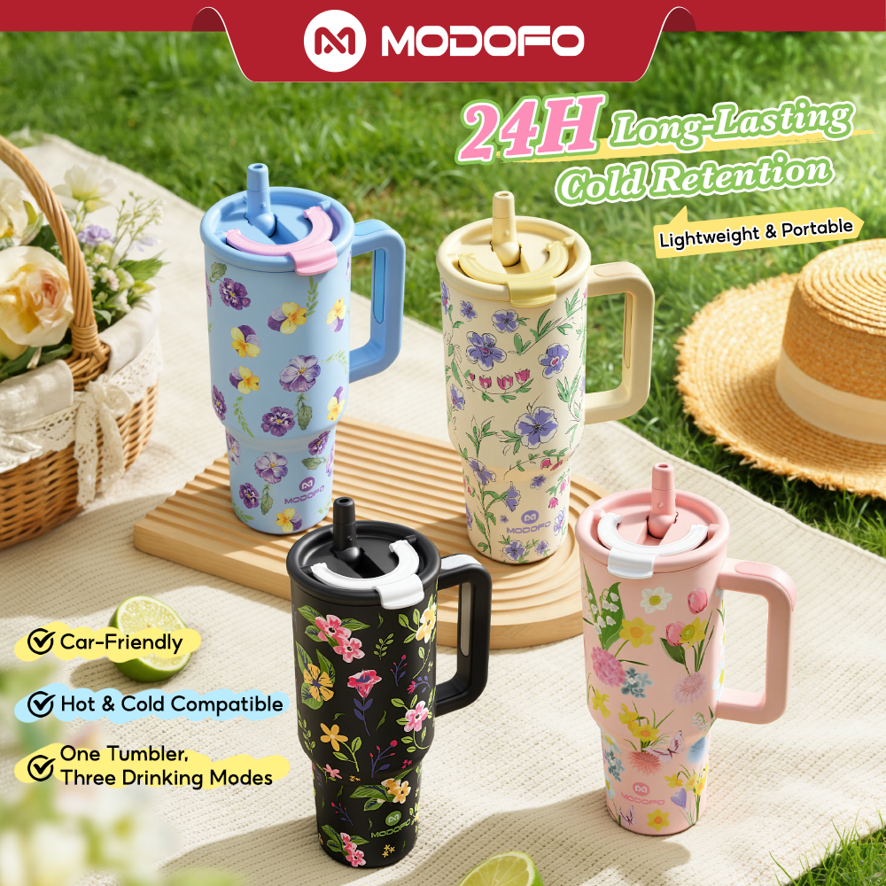 Tumbler Berinsulasi MODOFO 40 oz dengan Sedotan | Botol Stainless Steel Kapasitas Besar 1200 ml