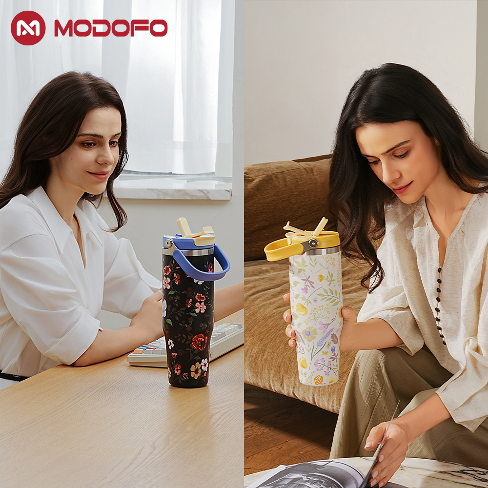 MODOFO 40oz Insulated Cup with Straw for Cooling and Insulation