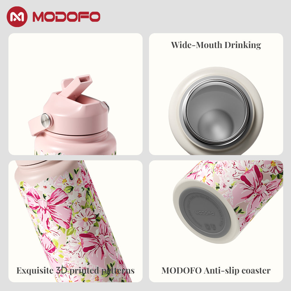 MODOFO Flower Elegance Series + Printed Convenient Insulated Water Bottle