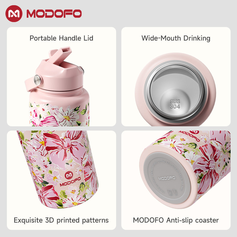 MODOFO 1000ml Insulated Thermos Bottle with Straw — Everyday Large-Capacity Hydration