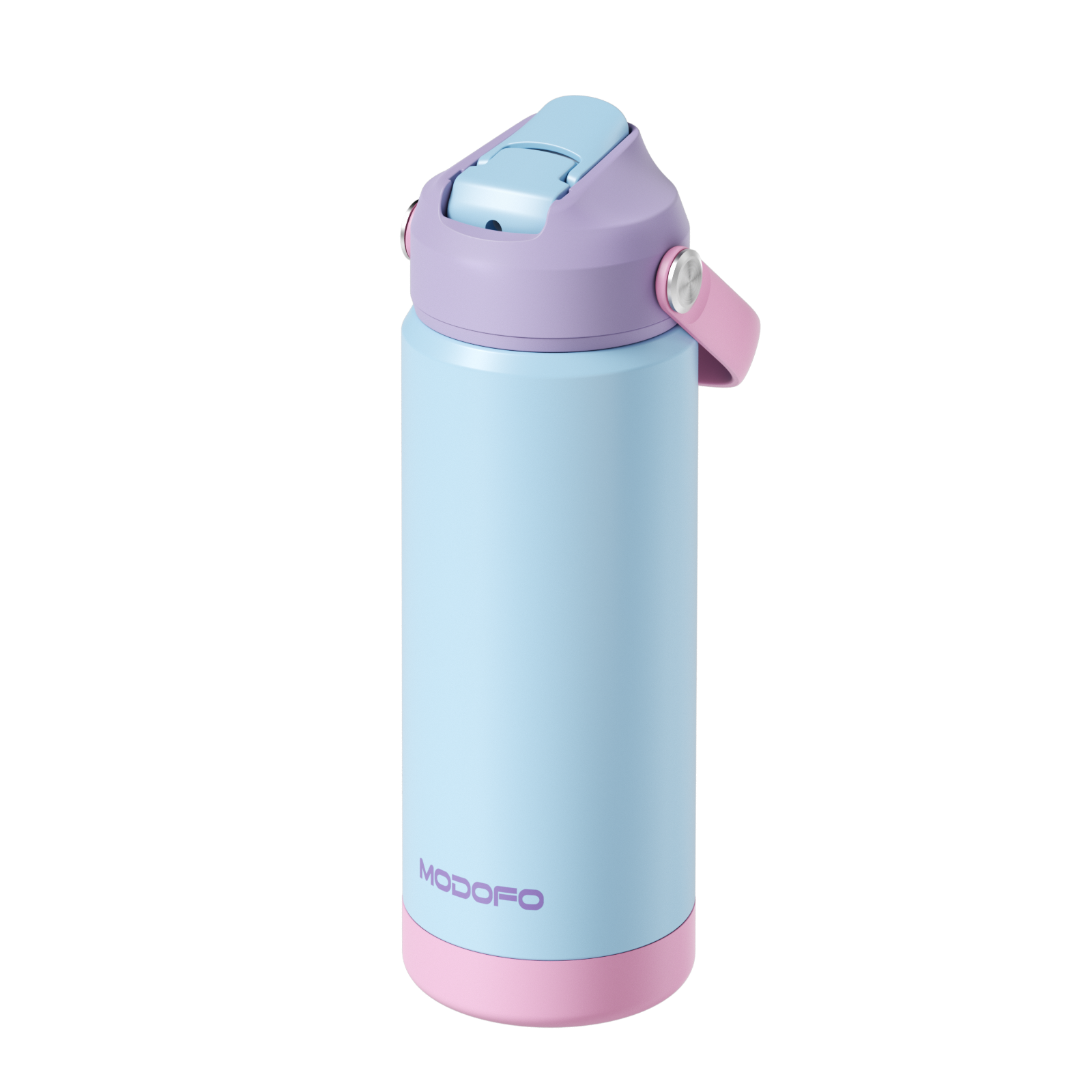 MODOFO Tumbler 18 oz Botol Air Portabel Motif Warna-warni Stainless Steel dengan Sedotan