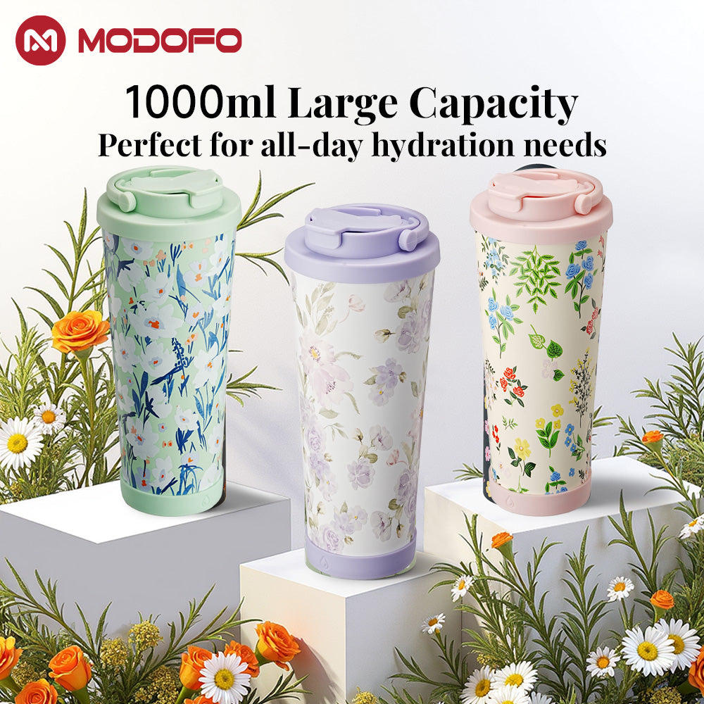MODOFO Elegant Garden Series – Insulated and Cooled Printed Business Water Bottle 830ml