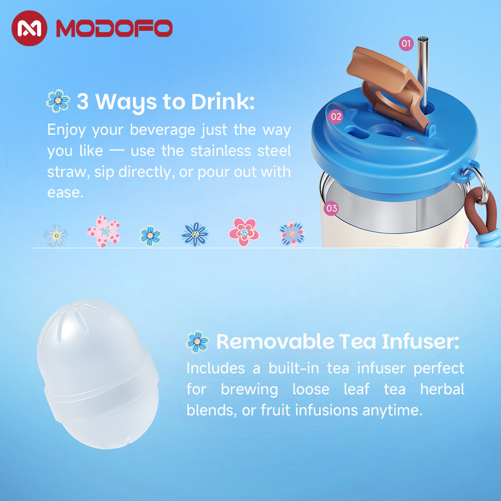 Pink Bunny Bouquet — MODOFO Coffee Cup 500ml Bloom Joy Series Thermos