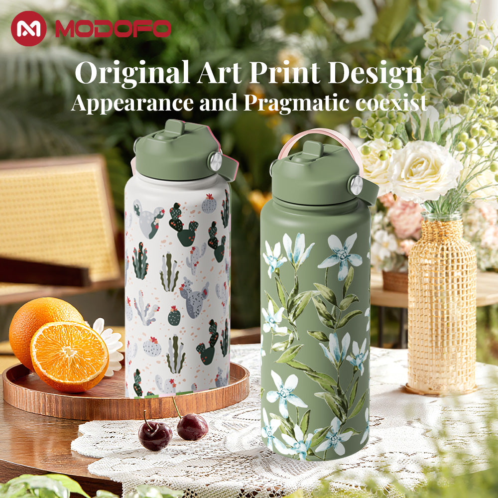 MODOFO Flower Elegance Series + Printed Convenient Insulated Water Bottle