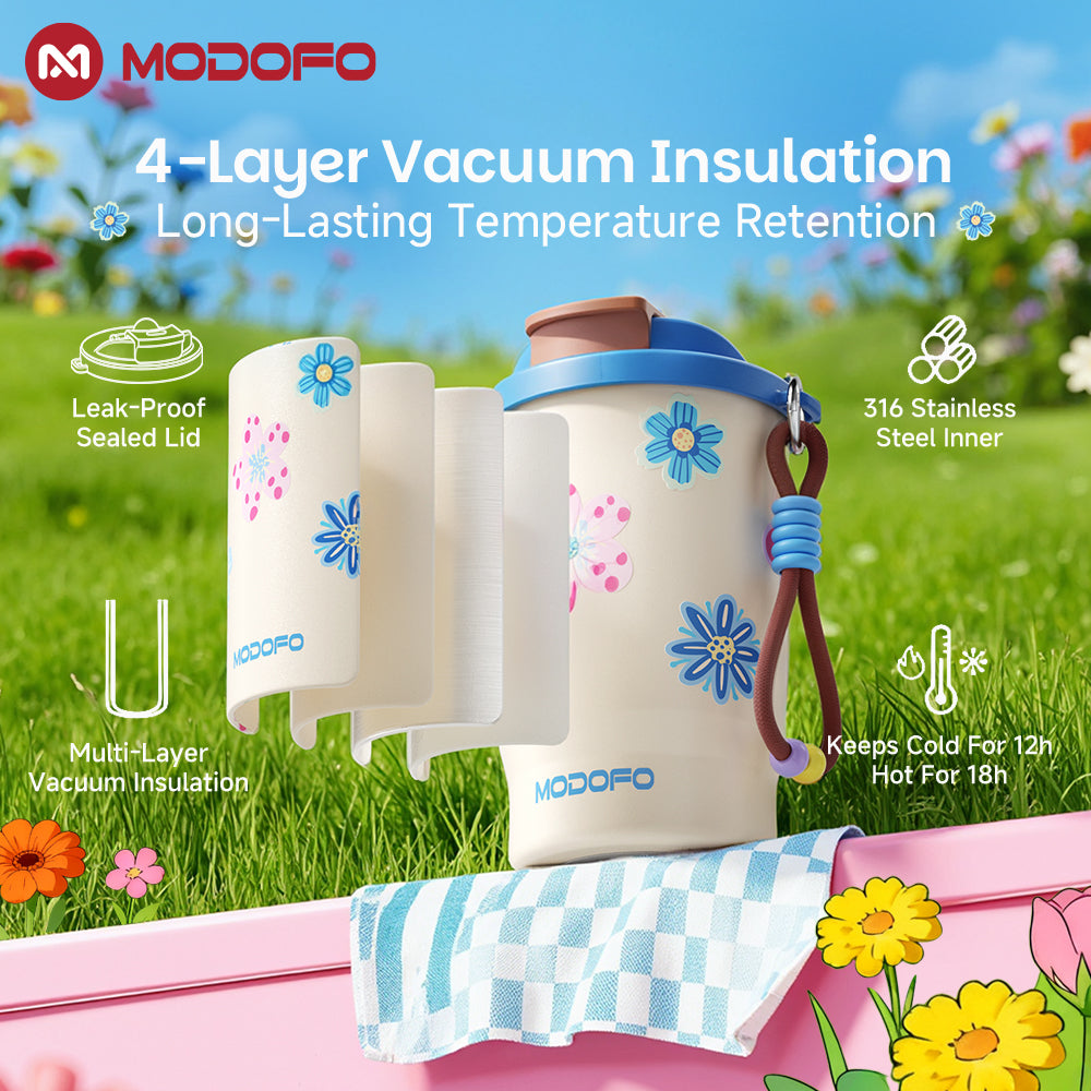 Pink Bunny Bouquet — MODOFO Coffee Cup 500ml Bloom Joy Series Thermos