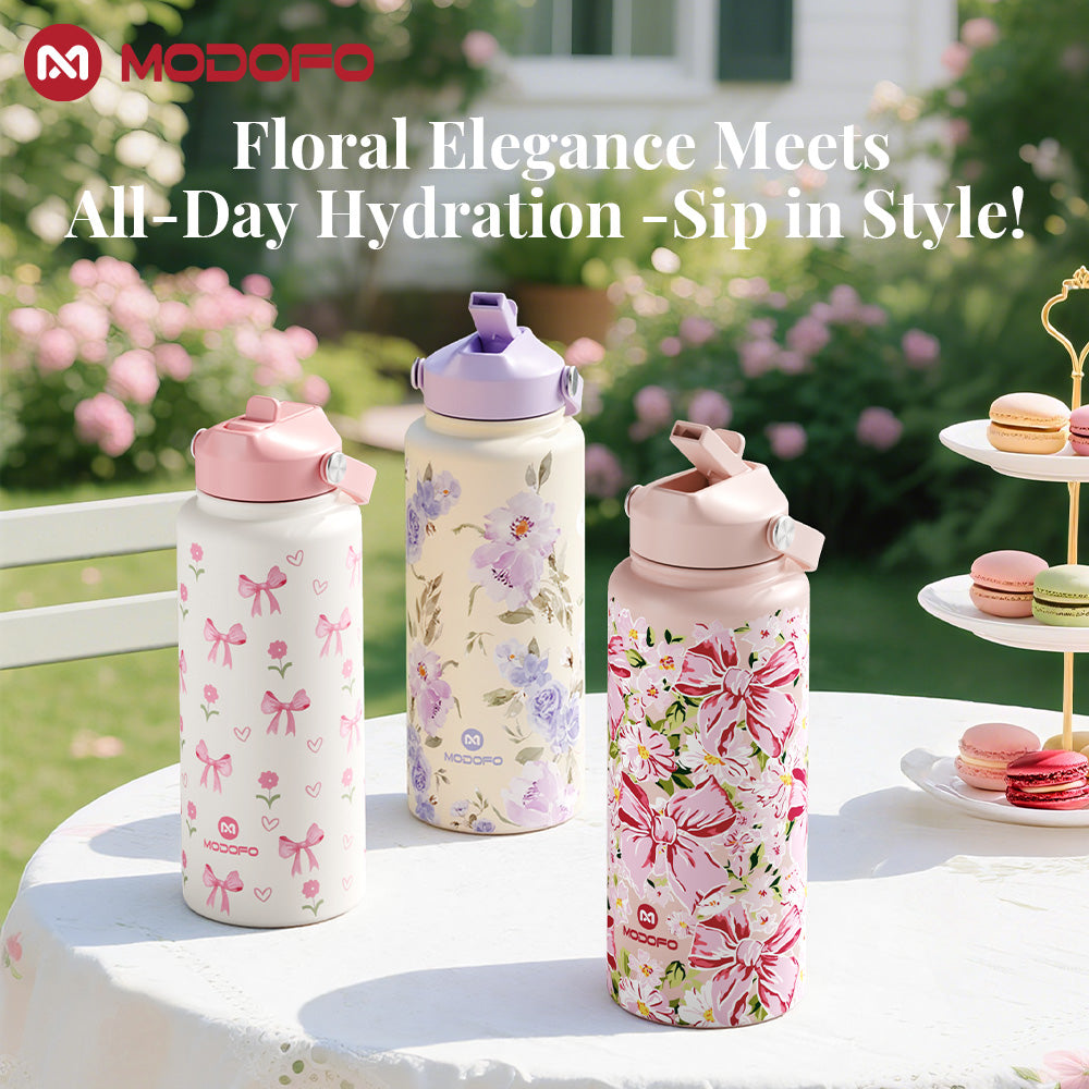 MODOFO 1000ml Insulated Thermos Bottle with Straw — Everyday Large-Capacity Hydration