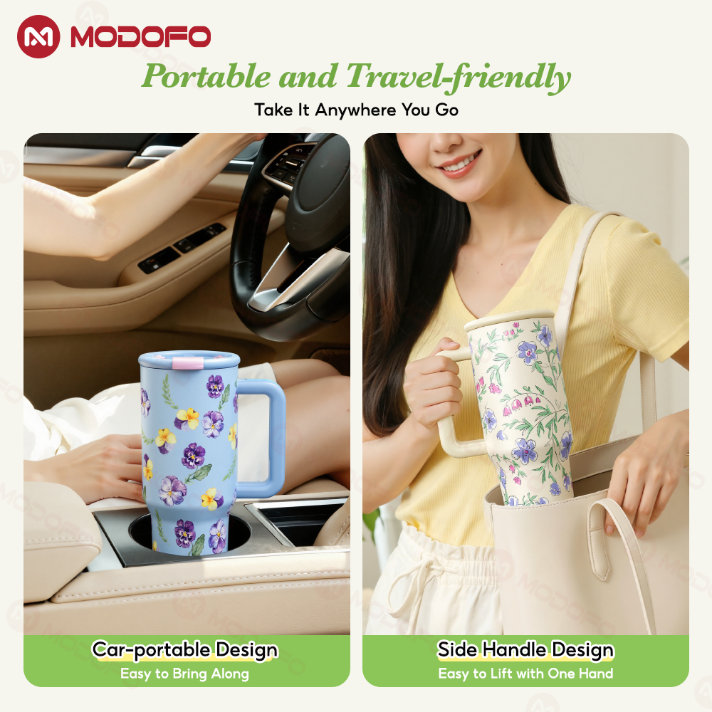 Tumbler Berinsulasi MODOFO 40 oz dengan Sedotan | Botol Stainless Steel Kapasitas Besar 1200 ml