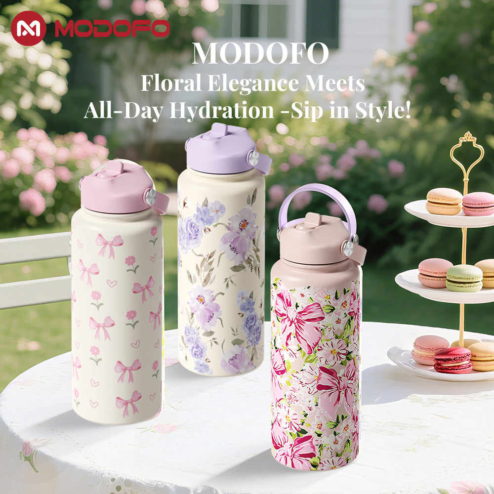 MODOFO Flower Elegance Series + Printed Convenient Insulated Water Bottle