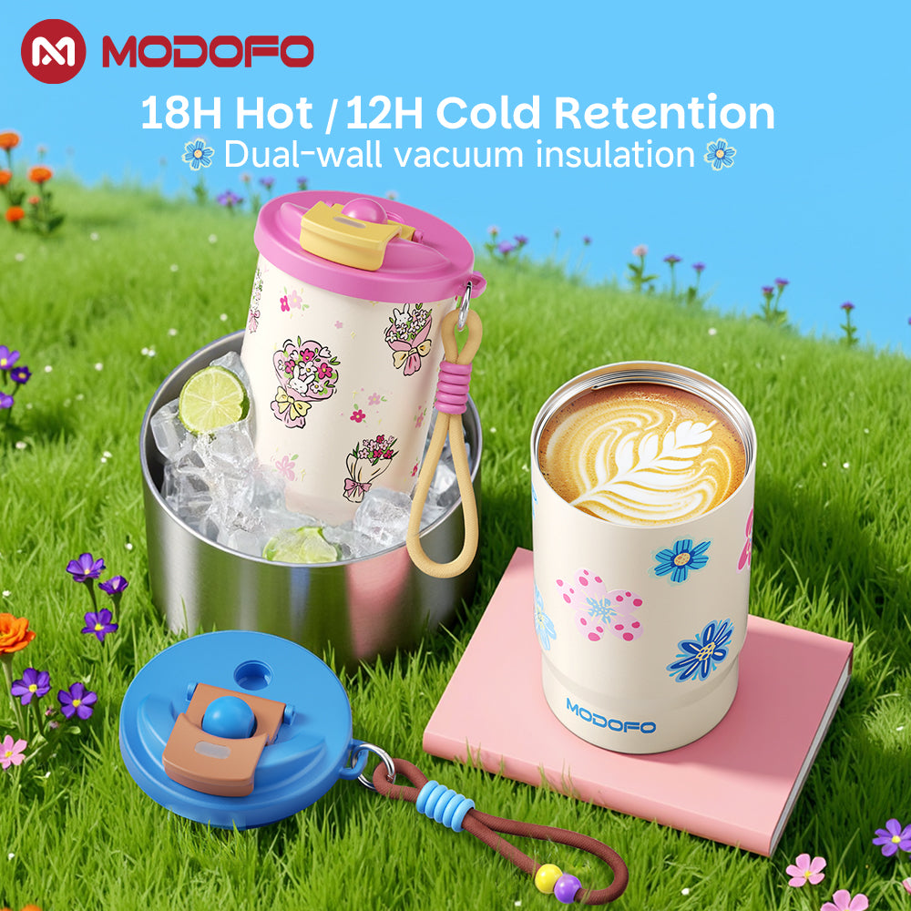 Pink Bunny Bouquet — MODOFO Coffee Cup 500ml Bloom Joy Series Thermos
