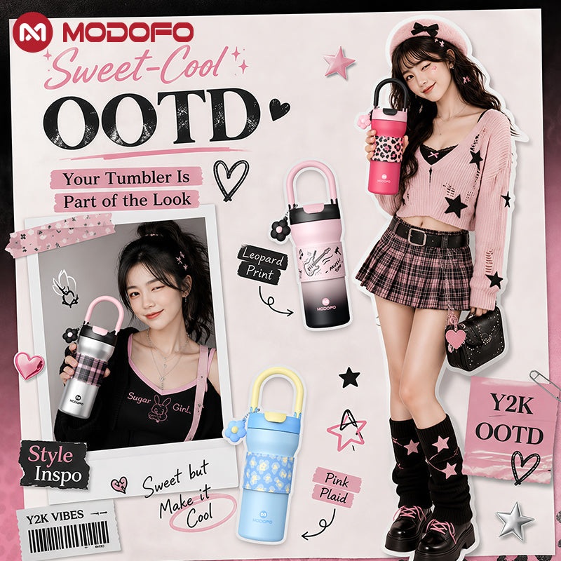 MODOFO Tumbler 24oz/710ml Tumbler Tahan Sejuk Straw 316 Stainless Steel Water Bottle
