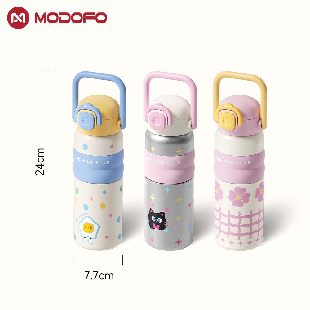 Botol Air Termos Portabel Stainless Steel 316 Lucu MODOFO 600ML dengan Sedotan