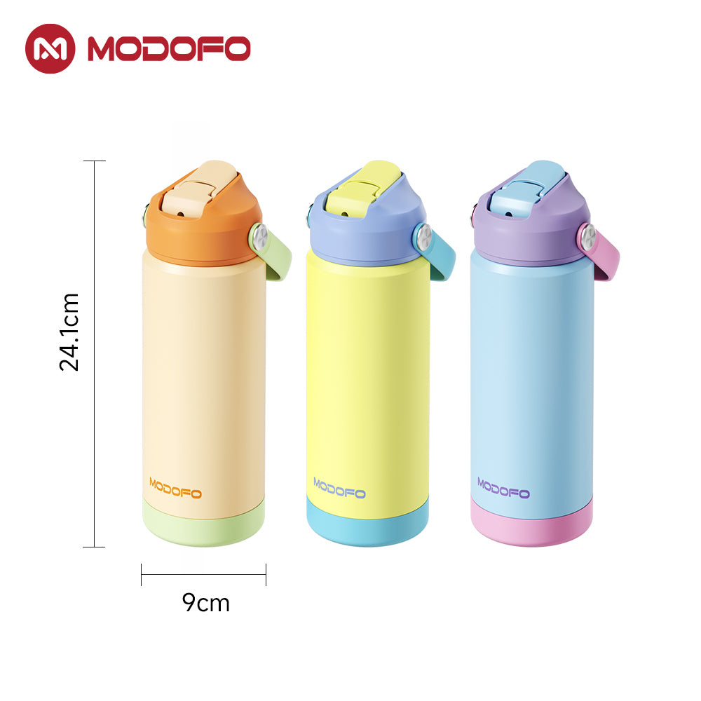 MODOFO Tumbler 18 oz Botol Air Portabel Motif Warna-warni Stainless Steel dengan Sedotan