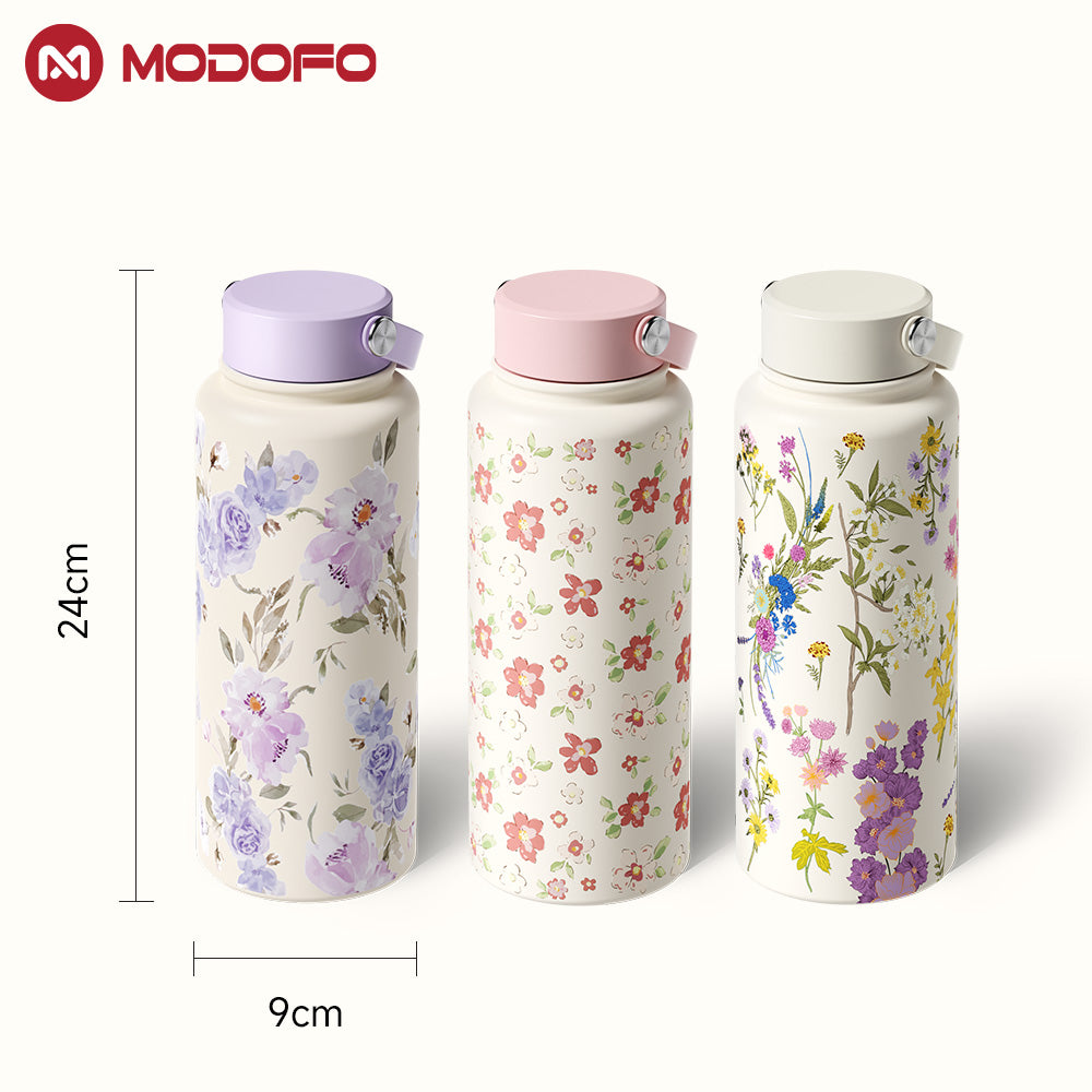 MODOFO Bowknot Print – 1000ml Large Capacity Outdoor Travel Water Bottle