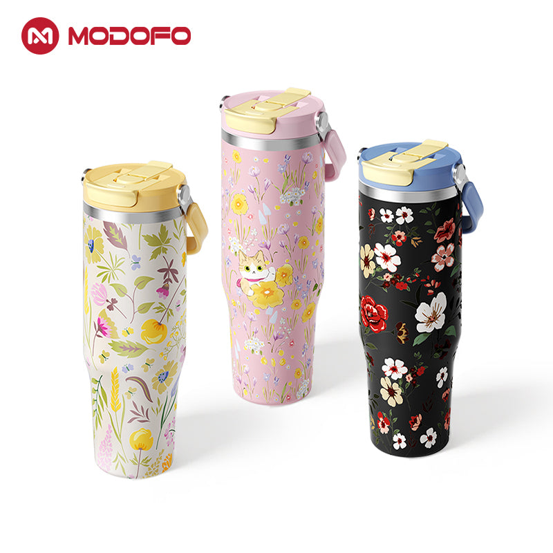 MODOFO 40oz Insulated Cup with Straw for Cooling and Insulation
