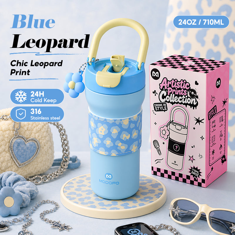MODOFO Tumbler 24oz/710ml Tumbler Tahan Sejuk Straw 316 Stainless Steel Water Bottle