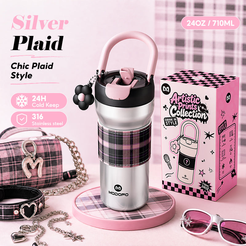 MODOFO Tumbler 24oz/710ml Tumbler Tahan Sejuk Straw 316 Stainless Steel Water Bottle