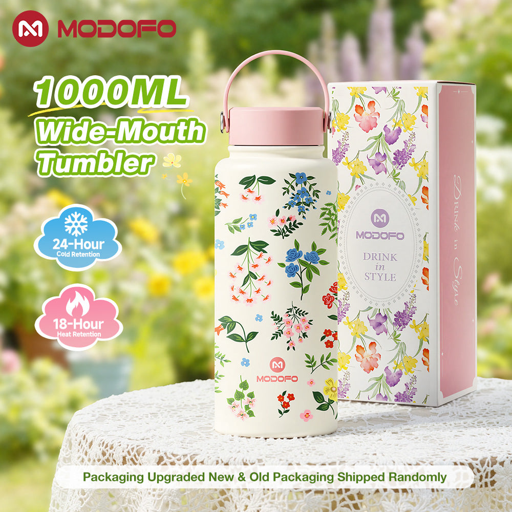 MODOFO 1000ml Insulated Tumbler with Straw – Everyday Thermal Bottle