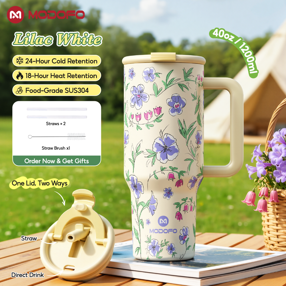 Tumbler Berinsulasi MODOFO 40 oz dengan Sedotan | Botol Stainless Steel Kapasitas Besar 1200 ml