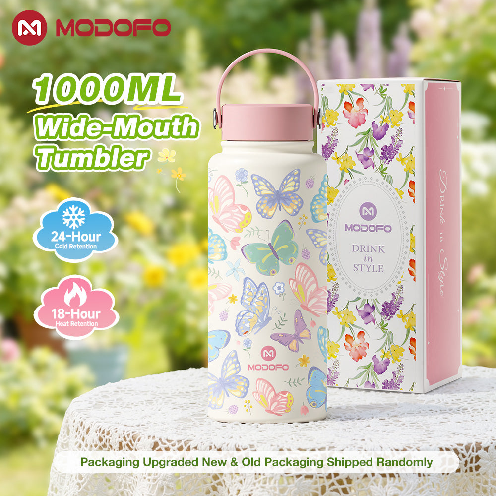 MODOFO 1000ml Insulated Tumbler with Straw – Everyday Thermal Bottle