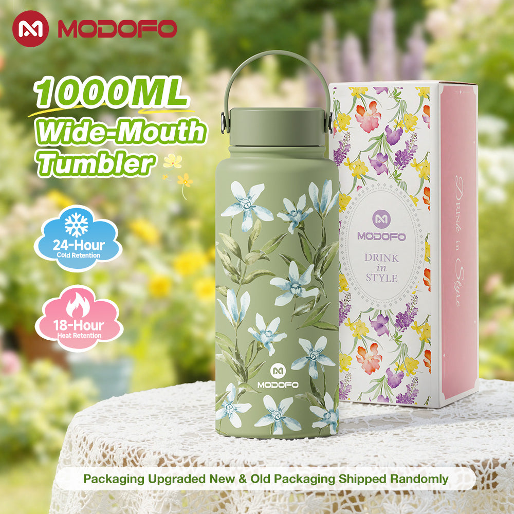 MODOFO 1000ml Insulated Tumbler with Straw – Everyday Thermal Bottle