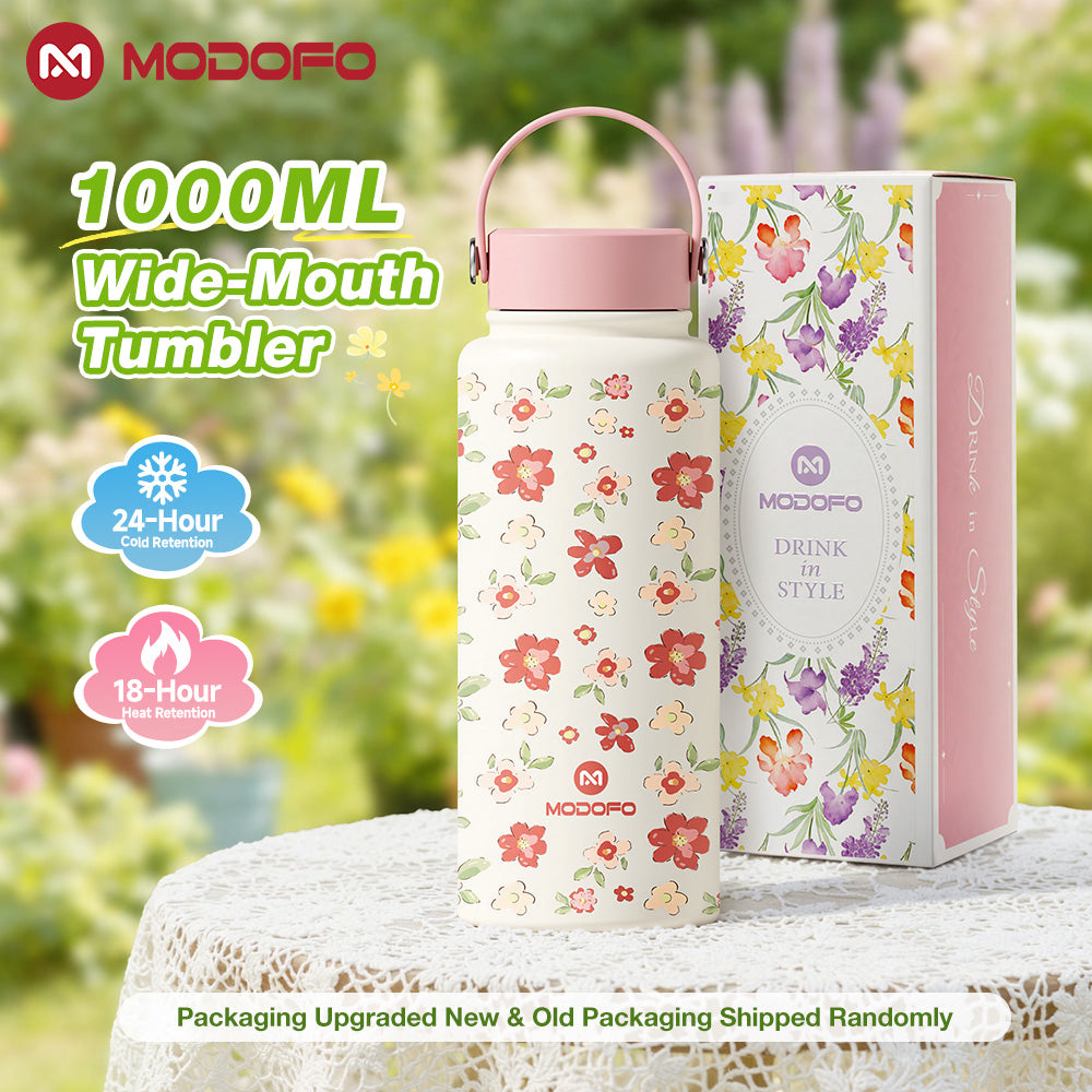 MODOFO 1000ml Insulated Tumbler with Straw – Everyday Thermal Bottle