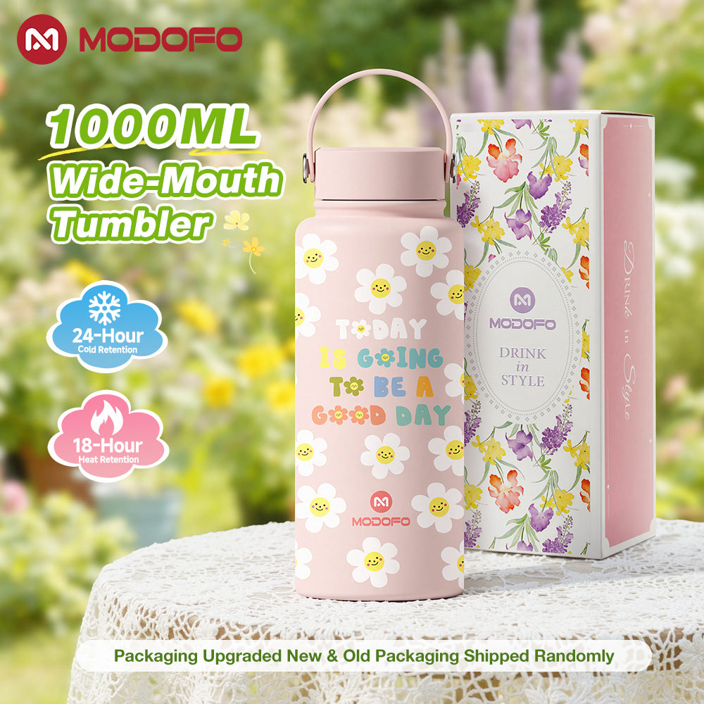 MODOFO 1000ml Insulated Tumbler with Straw – Everyday Thermal Bottle