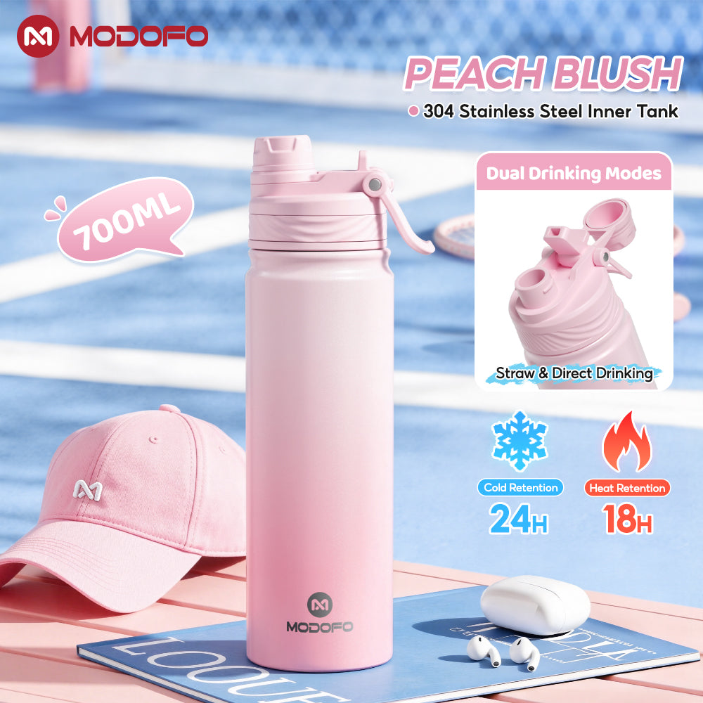 MODOFO 700ml Sports Bottle Insulated Tumbler with Straw Stainless