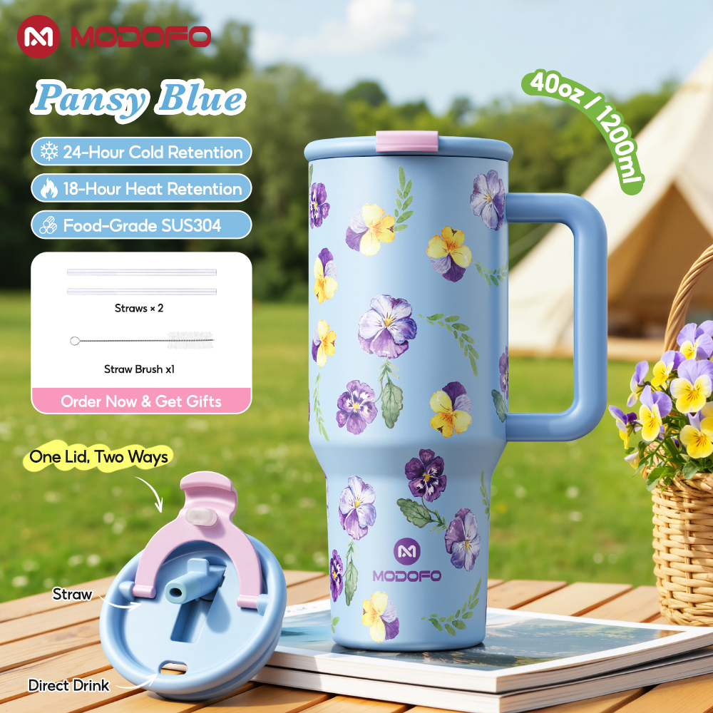Tumbler Berinsulasi MODOFO 40 oz dengan Sedotan | Botol Stainless Steel Kapasitas Besar 1200 ml