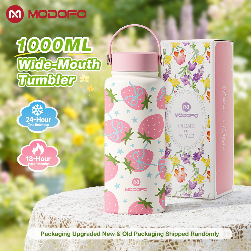 MODOFO 1000ml Insulated Tumbler with Straw – Everyday Thermal Bottle